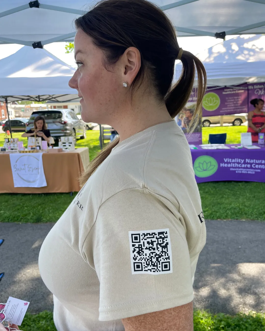 Rose Harper Law booth at The Mom Market Bethlehem Rose Garden May 2026