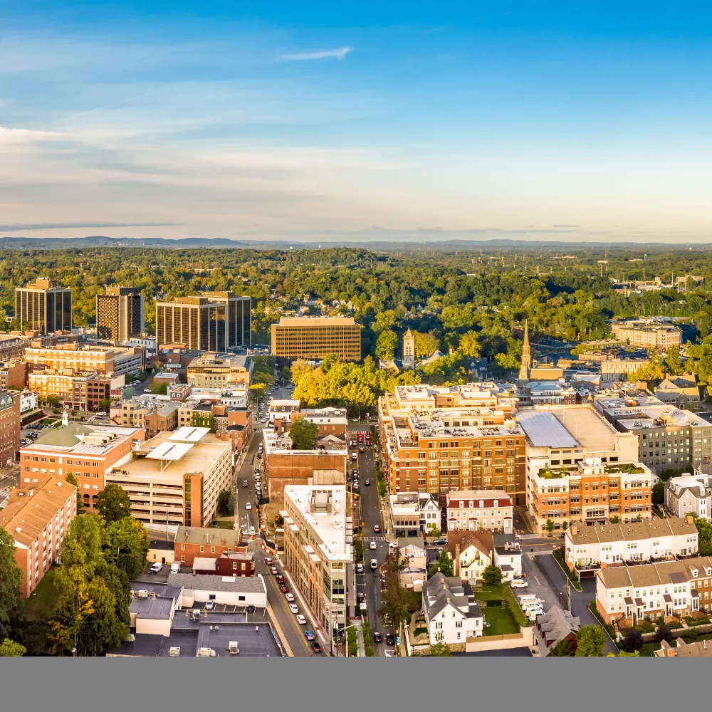The Morristown Green and downtown Morristown, NJ